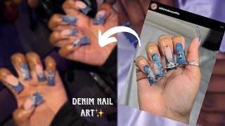 Trending? Denim nail art | easy nail tutorial for beginners 🩵