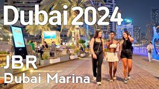 Dubai [4K] Amazing JBR, Dubai Marina Night Walking Tour 