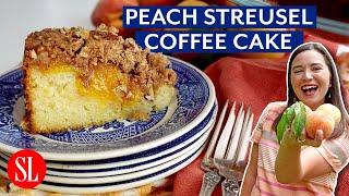 This Vintage Peach Streusel Coffee Cake is a MUST-TRY Summer Dessert | Hey Y'all | Southern Living