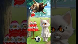 UGLY CAT WANTS TO STOLE KINDERJOY CUTE CAT ⁉️ #cutecats #feedshorts #catlovers #trendingshorts #cat