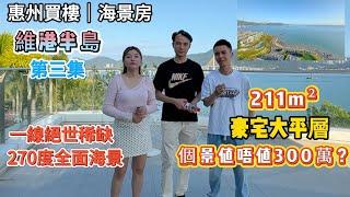 惠州買樓｜海景房「維港半島」第三集｜211m²豪宅大平層｜一線絕世稀缺270度全面海景｜個景值唔值300萬？