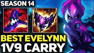 RANK 1 BEST EVELYNN IN THE WORLD 1V9 CARRY GAMEPLAY! | Season 14 League of Legends
