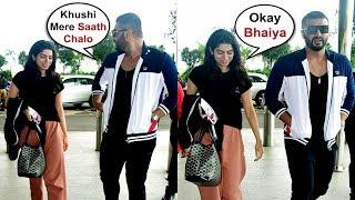 Arjun Kapoor Like A Ideal Brother Taking Care Of Sister Khushi Kapoor At Airport