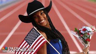 Huge 7-meter leap lands Tara Davis-Woodhall on the Olympic Team in the long jump | NBC Sports