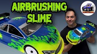 e291: My First Time Airbrushing a SLIME PAINT Scheme for an RC Car Body