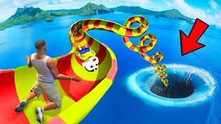 FRANKLIN AND SHINCHAN TRIED THE CURVY WATERSLIDE DEEPEST HOLE CHALLENGE & WON AMAZING PRIZES GTA 5