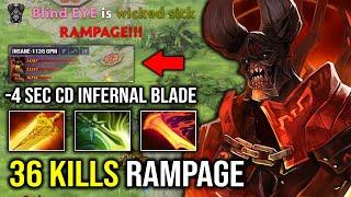 WTF 36 Kills Rampage 4 Sec CD Infernal Blade Unlimited +220 Radiance Burn DPS 1v5 Carry Doom Dota 2