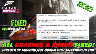 Forza Horizon 5 FIX Crashing,Error FH201 to FH204 & Not Launching On PC