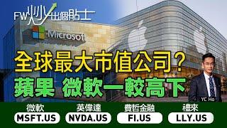 【FW炒出個貼士】全球最大市值公司？蘋果 微軟一較高下｜MSFT 微軟｜NVDA 英偉達｜FI 費哲金融｜LLY 禮來 ｜YC Ho｜12/01/2024