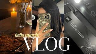 VLOG: Bye Feb, Hello March  new goals, ghd event, at home date night, clothing haul + more! 