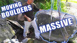 Strapping and Moving Large Pond Boulders