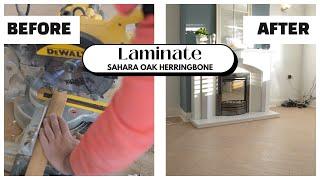 Installing Laminate Herringbone in Living Room & Hallway with Accessories | Flooring Makeover!