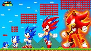 Super Mario Bros. but Every HEARTS Makes Sonic become Chaos Shadow