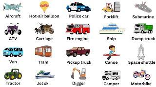 Different Types Of Vehicles In English | Transportation Vocabulary