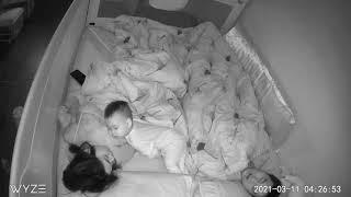 Baby Monitor Captures: Baby taking up only Mom's Space