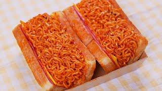 불닭볶음면 토스트 간단하게 만들기 : Korean Spicy Noodle Toast