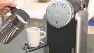 Nespresso Commercial Zenius coffee pod machine-Making a coffee with milk using the Aeroccino frother