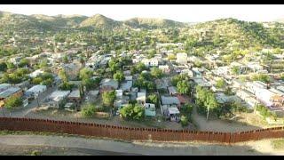 Aerial footage of U.S./Mexico Border at Nogales