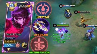 DYRROTH META LIFESTEAL TRUE DAMAGE HACK TO GET STRONG SUSTAINABILITY! BEST BUILD - Mobile Legends