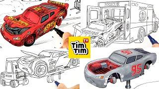 Compilation - CARS 3 Rescue Scenes . Drawing and Coloring Pages | Tim Tim TV