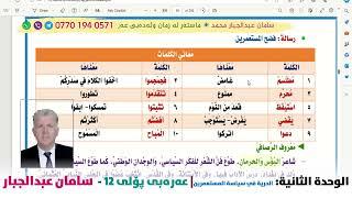 الحرية في سياسة المستعمرين- الوحدة الثانية- عەرەبی پۆلی 12- م. سامان عبدالجبار