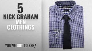 Top 10 Nick Graham Men Clothings [ Winter 2018 ]: Nick Graham Men's Mini Gingham Check Dress Shirt