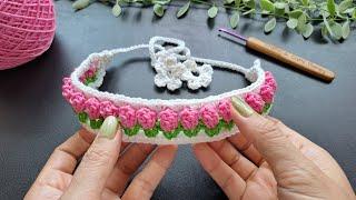 Crochet Tulip Headband. Easy Tutorial for Beginner.