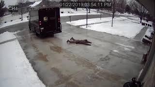 UPS Delivery Guy Can't Handle Icy Driveway!