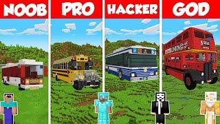 Bus Car Build Battle Challenge - Noob vs Pro vs Hacker vs God - Minecraft Animation