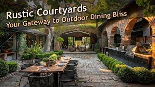 Outdoor Dining Oasis in Rustic Courtyards