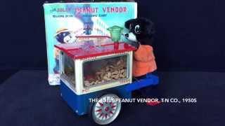 The Jolly Peanut Vendor, Japan Battery Operated Tin Toy, T-N Co., 1950:s