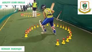  BATTING AGILITY CONE DRILLS  RUSHAN FAROOQUI CRICKET COACH KADIR PATEL 