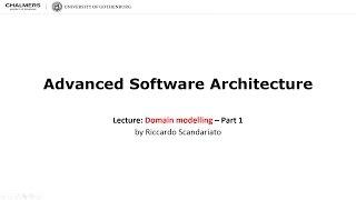 Lecture 4 - Domain modelling - Part 1