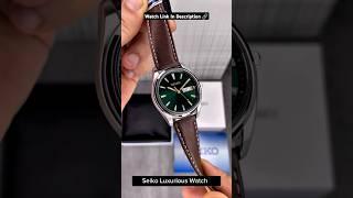 Seiko Green Dial Leather Strap Luxurious Elegant Men's Watch #luxurywatchesformen #elegantwatches