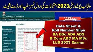 Date Sheet & Roll Number Slips of BA BSc B.com ADA ADS ADC MA MSc LLB 2023 Exams | PU