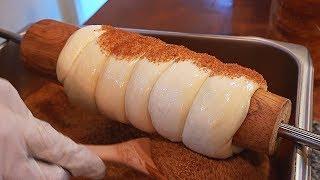 making Cinnamon Chimney Cake Trdelnik (Trdlo) / 굴뚝빵