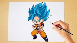 Drawing Goku SSJ Blue | How to draw Goku Super Saiyan Blue Step by step | Dragon Ball Z