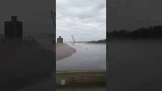 Pirates on the River. #bridge #water #crossing #shorts #wilmingtonnc #fog #foggy