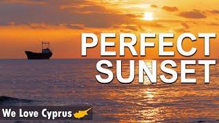 Perfect sunset with the sound of waves | 4K video of shipwreck in Chlorakas Cyprus