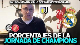 LIVERPOOL vs REAL MADRID ¿LAS OPCIONES DE LOS DE ANCELOTTI? Y RESTO JORNADA PORCENTAJES CHAMPIONS