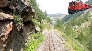  4K  Oberwald - Furka - Realp rack railway diesel cab ride  [08.2021] Führerstandsmitfahrt