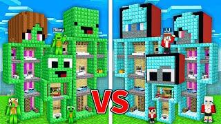 JJ Family DIAMOND Statues vs Mikey EMERALD Statues Battle Challenge Minecraft Challenge Maizen