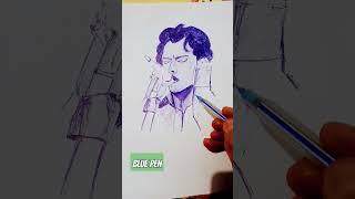 Singer drawing with blue ballpen #ballpenartist #youtubeshorts #shorts #short #youtube  #shortsfeed