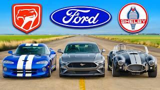 Dodge Viper v Mustang GT v Shelby Cobra: DRAG RACE