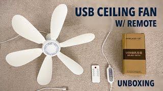 6-Bladed 17” USB Mini Ceiling Fan w/ Remote | Unboxing