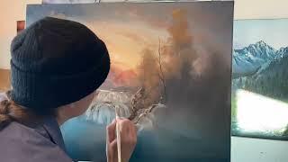 Studio TimeLapse Oil Painting “Autumn Falls” by Kaylee Rakowski