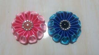 9) DIY - Tutorial || Cara Membuat Bros Kanzashi Little Sparkling || How to Make Kanzashi Flower