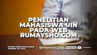 Penelitian Mahasiswa UIN pada website Rumaysho.com - Ustadz M Abduh Tuasikal