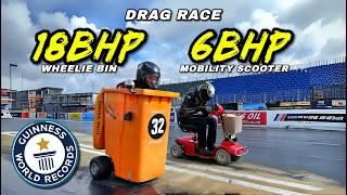 WORLDS FASTEST WHEELIE BIN vs MOBILITY SCOOTER: DRAG RACE