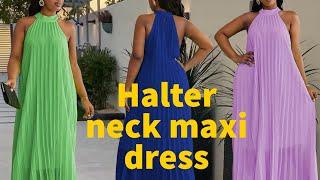 How to cut and sew a halter neck maxi dress/maxi dress/halter neck/Easy beginner’s friendly tutorial